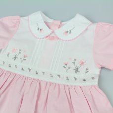 K34218: Baby Girls Lined Dress With Embroidery Detail (1-2 Years)